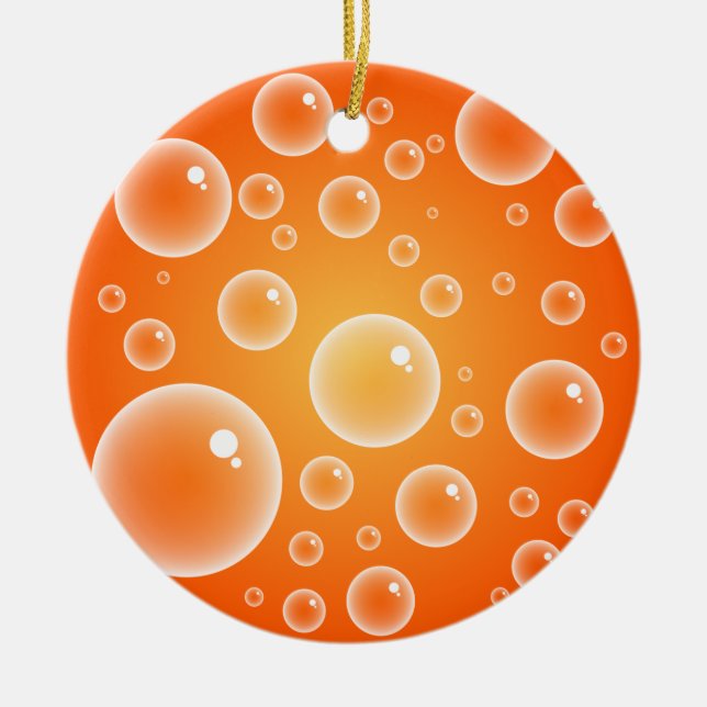Orange Bubbles Ceramic Tree Decoration (Front)