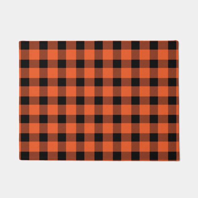 Orange Buffalo Country Lumberjack Plaid Doormat (Front)
