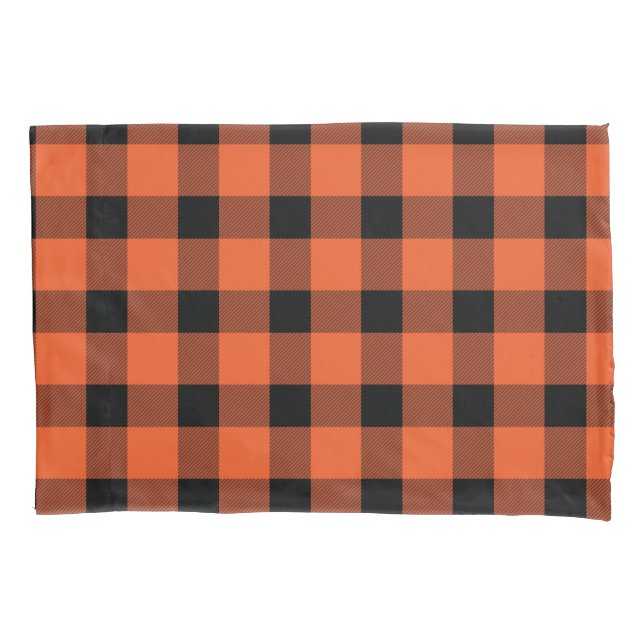 Orange Buffalo Country Lumberjack Plaid Pillowcase (Front)