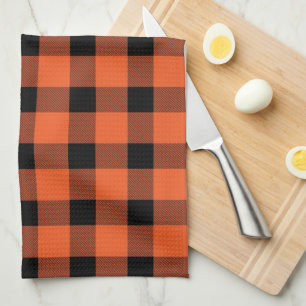 Orange Buffalo Country Lumberjack Plaid Tea Towel