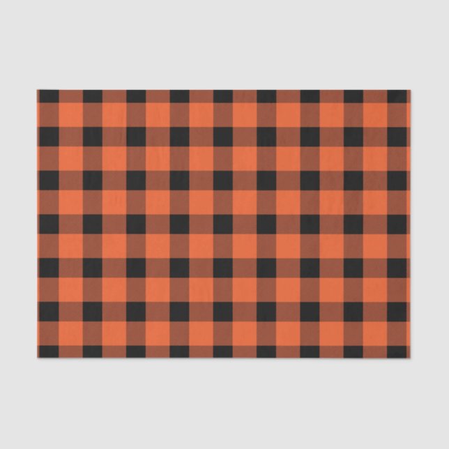 Orange Buffalo Country Lumberjack Plaid Tissue Paper (Front)