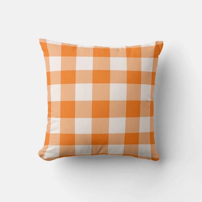 Orange Buffalo Plaid  Cushion (Front)