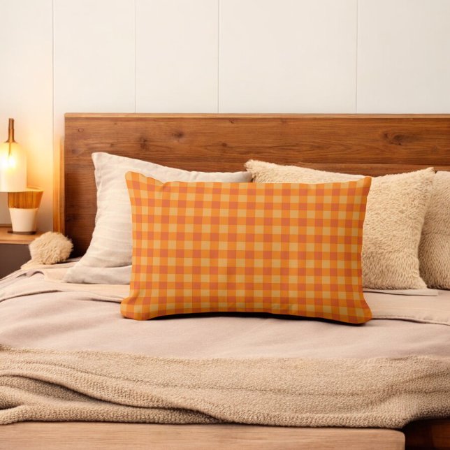 Orange Buffalo Plaid Holiday  Lumbar Cushion (Creator Uploaded)