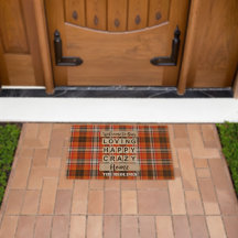 Orange Buffalo Plaid Personalised Family Welcome