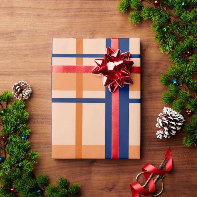 Orange Buffalo Plaid Wrapping Paper (Holiday Gift)