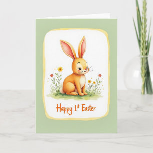 Orange Bunny Easter Wishes Card