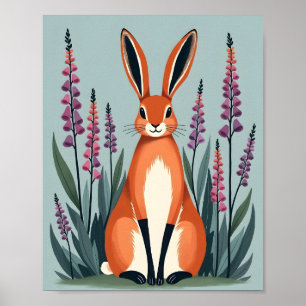 Orange Bunny Foxglove Flowers Poster