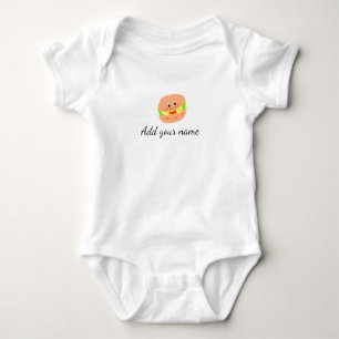 Orange burger watercolor add name text food fries baby bodysuit
