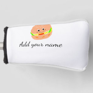 Orange burger watercolor add name text food fries golf head cover