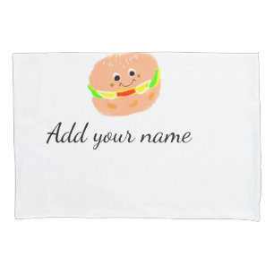 Orange burger watercolor add name text food fries  pillowcase