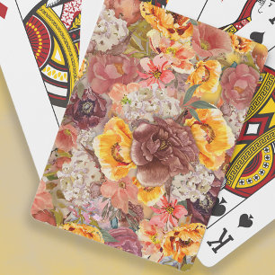 Orange Burgundy Cream Watercolor Floral   Playing Cards