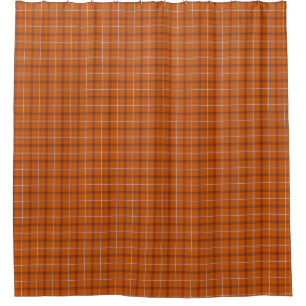 Orange Burgundy Plaid Shower Curtain