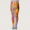 Orange, Burgundy Psychedelic Flower Design Legging