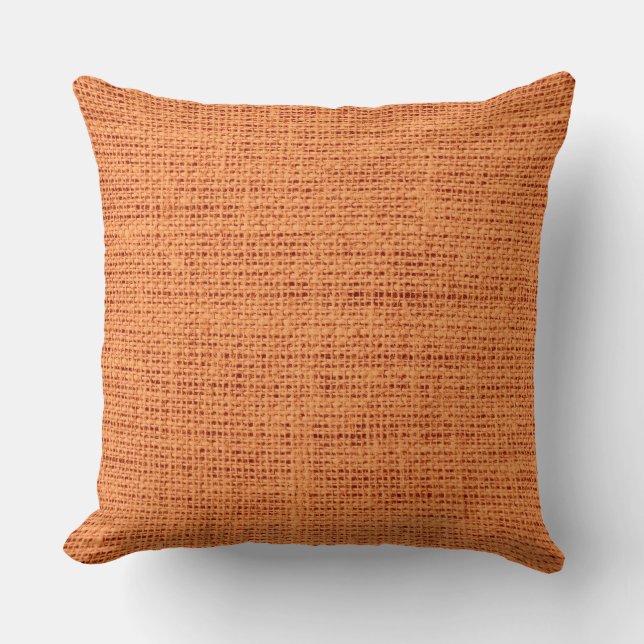 Orange Burlap Linen Rustic Jute Cushion (Front)