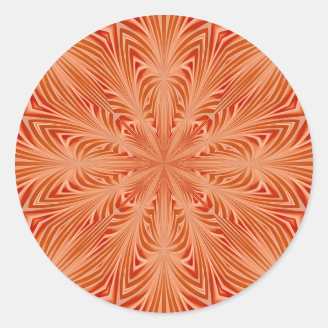 Orange Burst Classic Round Sticker (Front)