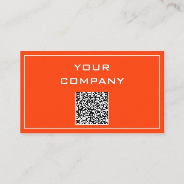 Orange Business Card Your Own Design with QR Code (Front)