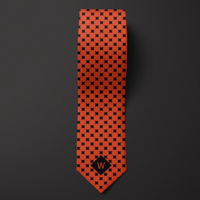 Orange Business Circles Monogram Tie (Creator Uploaded)