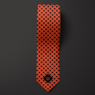 Orange Business Circles Monogram Tie