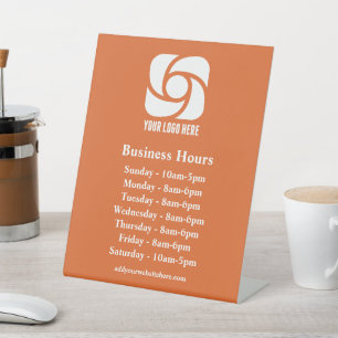Orange Business Logo Custom Company Hours Pedestal Sign