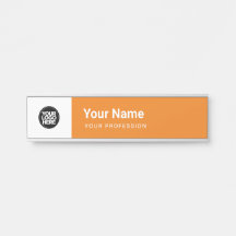 Orange Business Logo Name Profession Door Sign