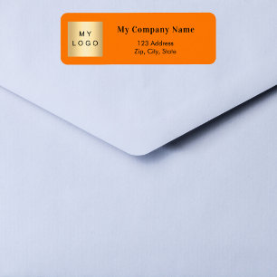 Orange business logo return address label