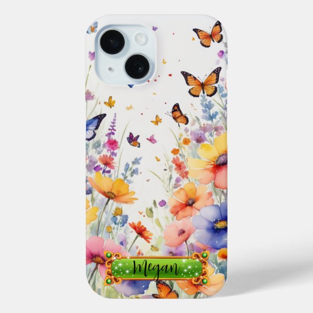 Orange Butterflies Flower Field iPhone / iPad case (Back)