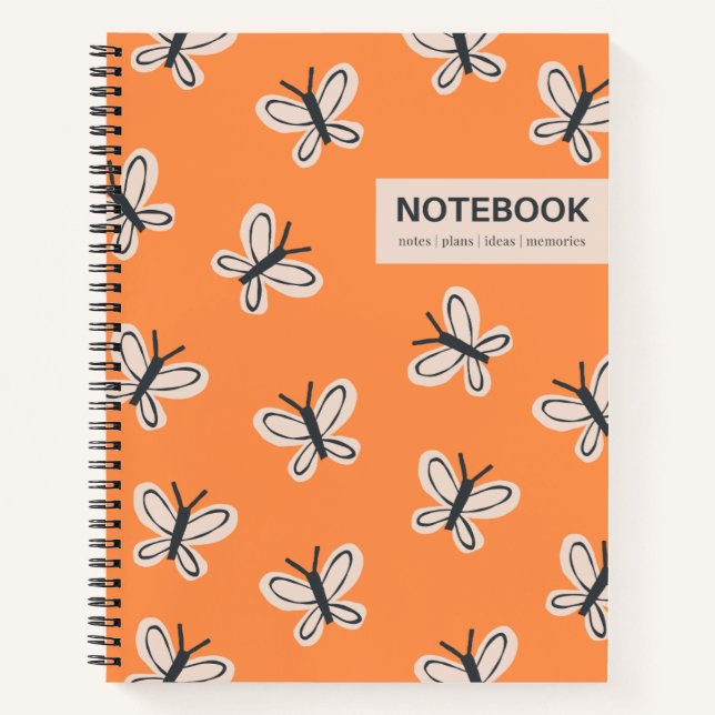 Orange butterflies spiral bound notebook (Front)