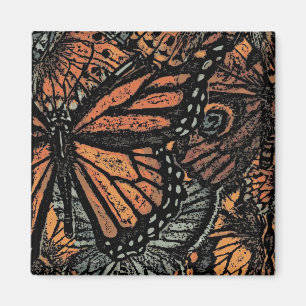 Orange butterfly abstract fantasy art magnet