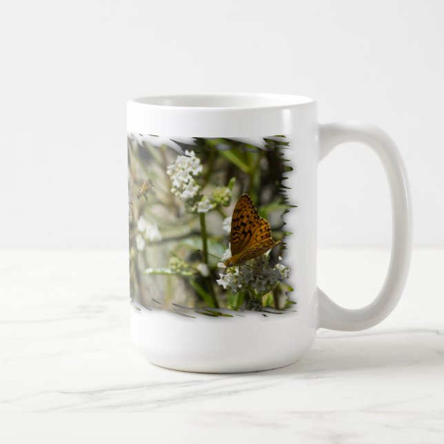 Orange Butterfly and Bee Coffee Mug (Right)