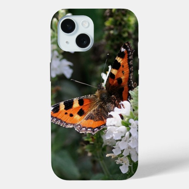 Orange Butterfly and White Blossoms Case-Mate iPhone Case (Back)