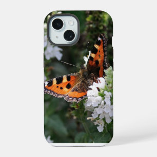 Orange Butterfly and White Blossoms iPhone 15 Case