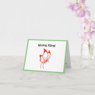 Orange Butterfly Cartoon, Cute Garden Nature Art  Card