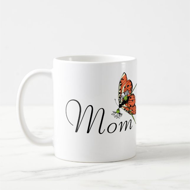 Orange Butterfly Dairy Mum Coffee Mug (Left)