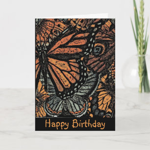 Orange butterfly fantasy abstract art birthday card