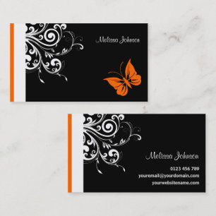 Orange Butterfly Flourish Business Card