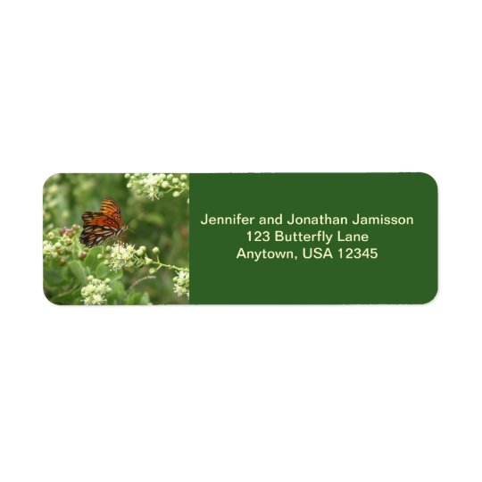 Orange Butterfly, Green Return Address Labels