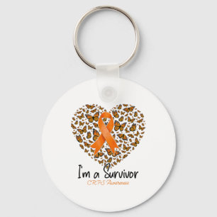 Orange Butterfly Heart I'm A Survivor Crps Awarene Key Ring