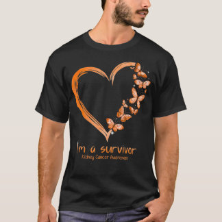 Orange Butterfly Heart Im A Survivor Kidney Cancer T-Shirt