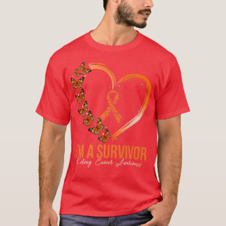 Orange Butterfly Heart Im A Survivor Kidney Cancer T-Shirt