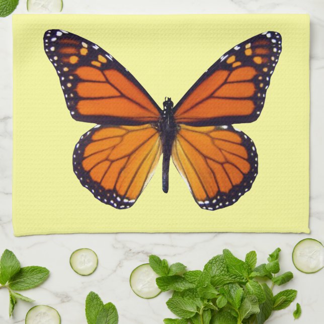 Orange Butterfly Kitchen Towel (Folded)