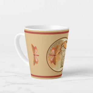 Orange Butterfly Mushroom Moon Latte Mug