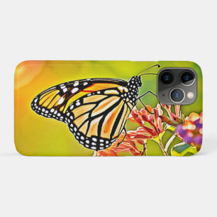 Orange Butterfly on Pink Blossom Design iPhone 11 Pro Case