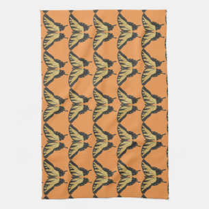 Orange Butterfly Pattern Tea Towel
