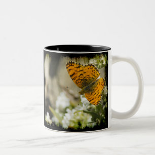 Orange Butterfly Two-Tone Coffee Mug