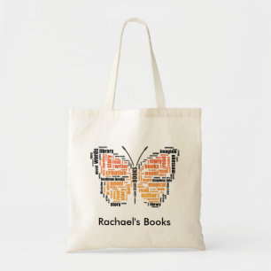 Orange Butterfly Word Art Library Tote Bag
