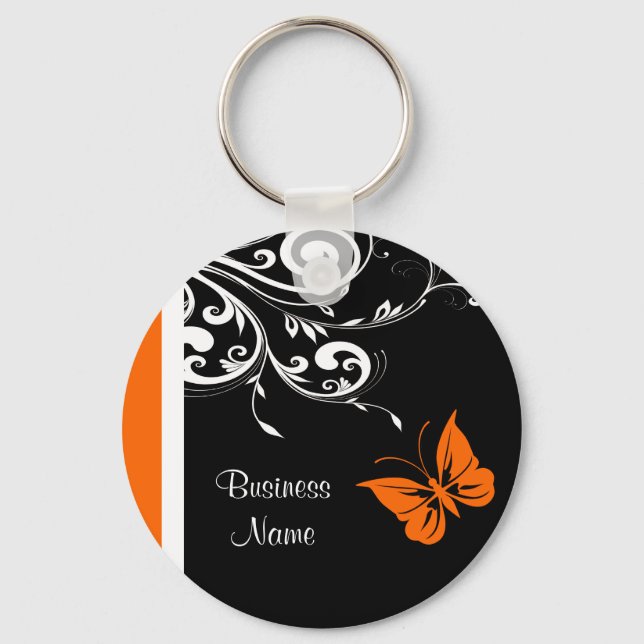 Orange Butterly Flourish Key Ring (Front)