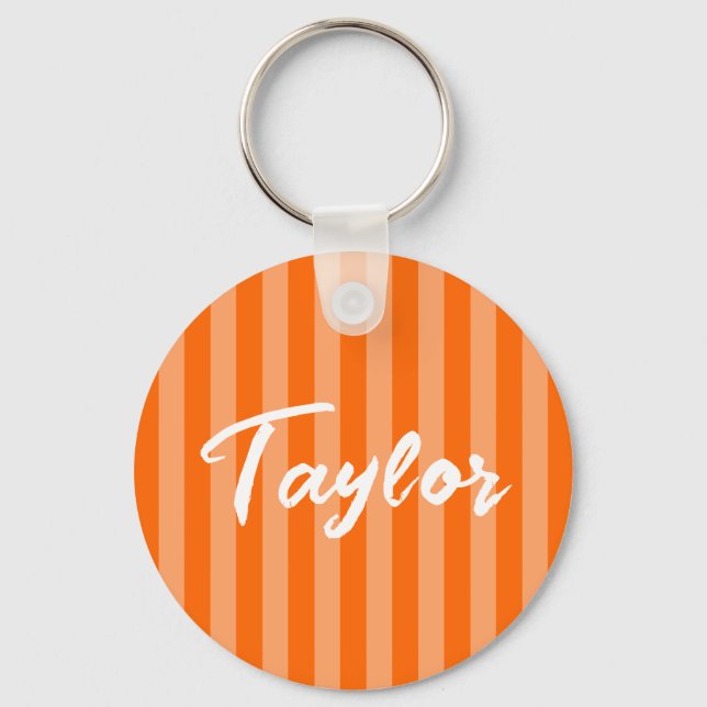 Orange Cabana Stripe Key Ring (Front)