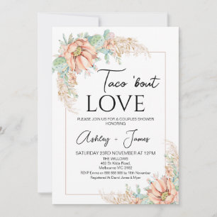 Orange Cactus Boho Floral Couples Shower Invitation