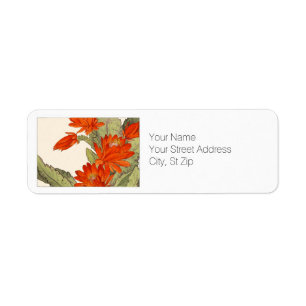 Orange Cactus Botanical Art Return Address Label