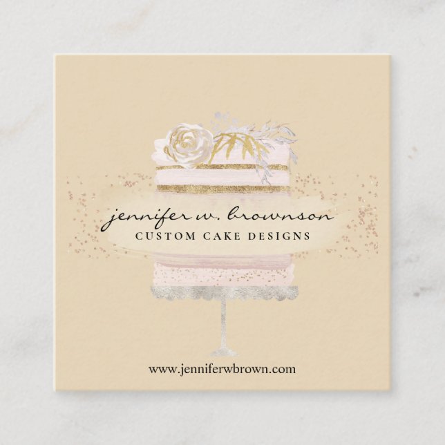 Orange cake dessert pastry gift basket service square business card (Front)
